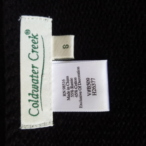 COLDWATER CREEK ♡ Vintage Black Floral Embroidered Zip Cardigan Sweater S|M - Picture 13 of 13